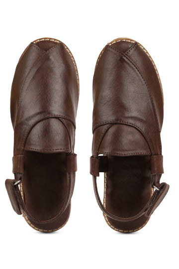 Boys Brown Peshawari Shoes by Tiber Taber Kids