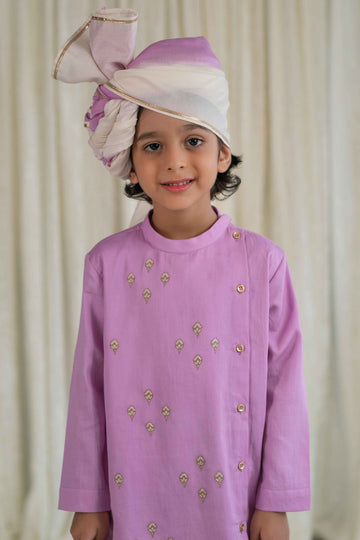 Boy Pure Silk Chanderi Safa Ombre dyed- Purple by Tiber Taber Kids