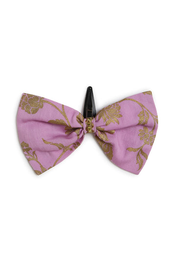 Girl Bow Hairclip Gold Print- Purple by Tiber Taber Kids