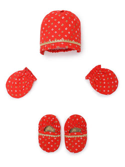 Baby Booties Mittens And Cap Set-Red by Tiber Taber Kids