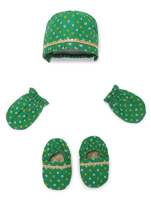 Baby Booties Mittens And Cap Set-Green by Tiber Taber Kids
