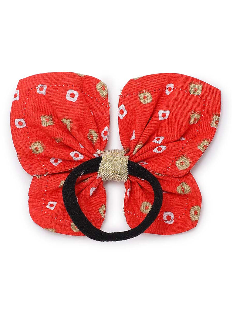 Buy Printed Bandhani Butterfly Rubberband-Red by Tiber Taber Kids