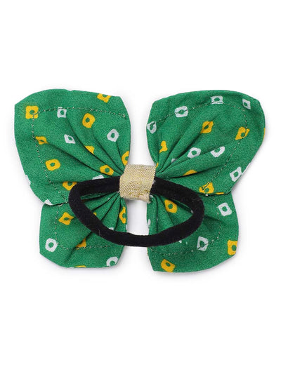 Buy Printed Bandhani Butterfly Rubberband-Green by Tiber Taber Kids