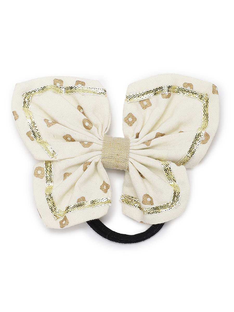 Printed Bandhani Butterfly Rubberband-Cream by Tiber Taber Kids