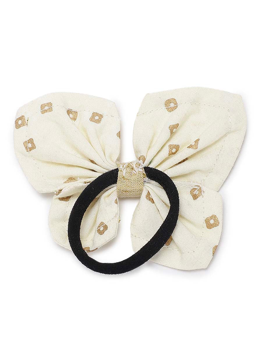 Buy Printed Bandhani Butterfly Rubberband-Cream by Tiber Taber Kids