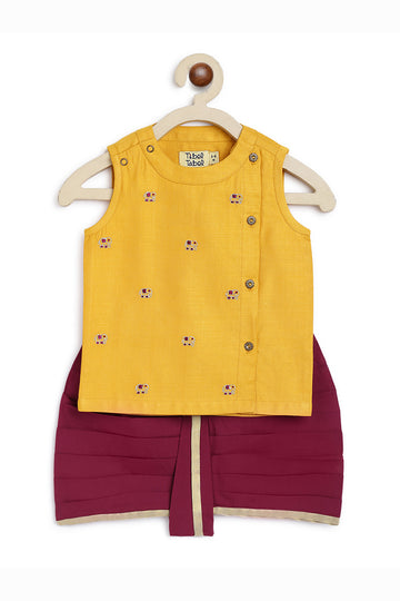 Baby Boy Dhoti Set Yellow Mini Elephant by Tiber Taber Kids