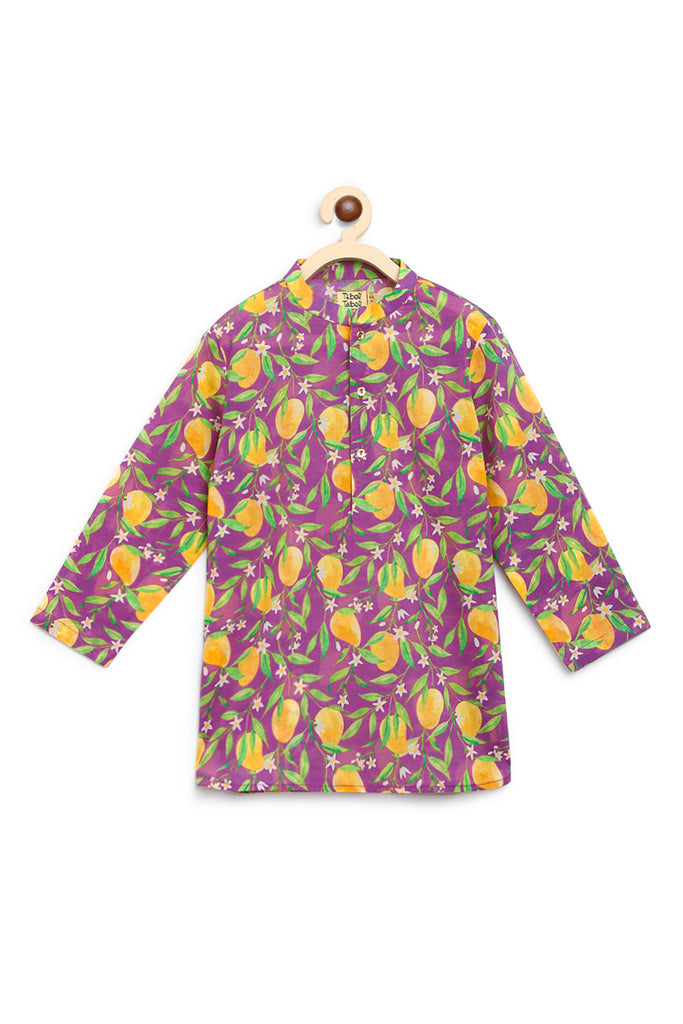 Buy Boys Short Kurta Printed Mango - Purple by Tiber Taber Kids
