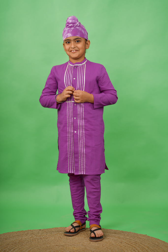 Buy Boys Kurta Set Gotapatti - Purple by Tiber Taber Kids