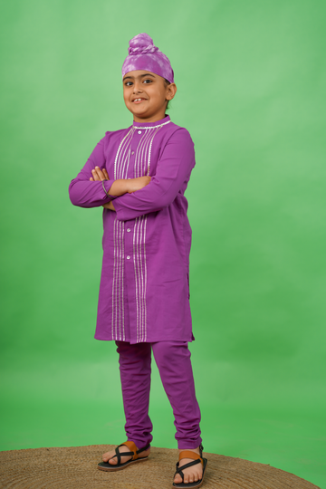 Boys Kurta Set Gotapatti - Purple by Tiber Taber Kids