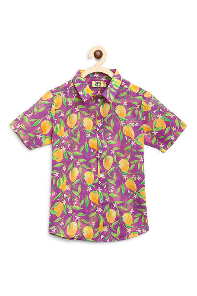 Shop Boys Shirt Printed Mango - Purple by Tiber Taber Kids