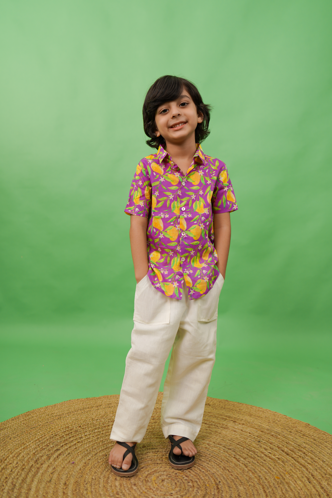 Buy Boys Shirt Printed Mango - Purple by Tiber Taber Kids