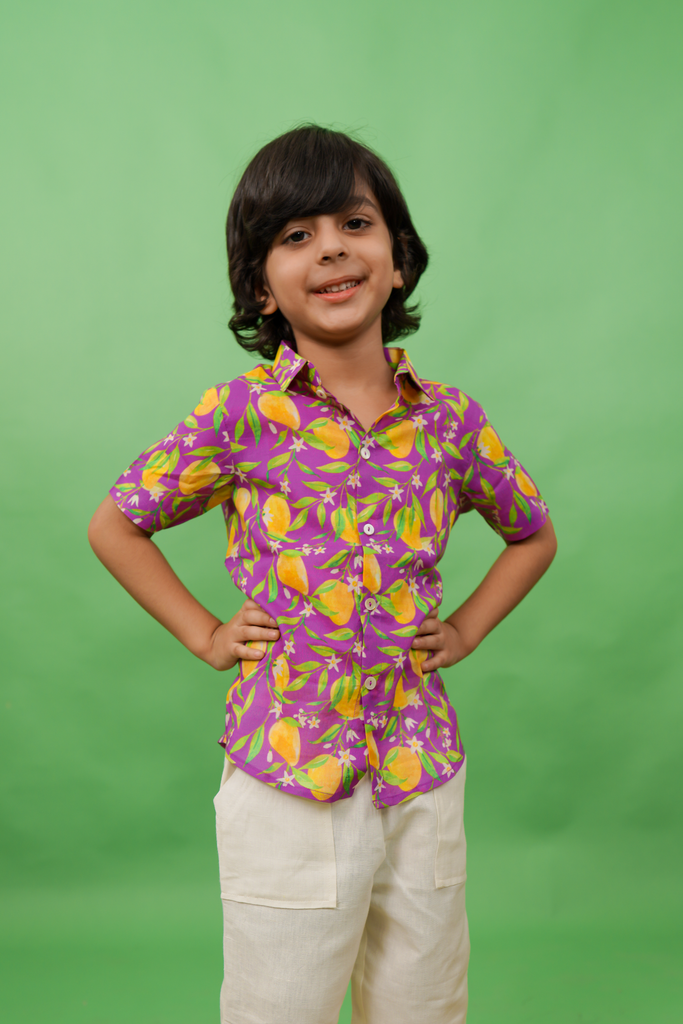 Boys Shirt Printed Mango - Purple by Tiber Taber Kids