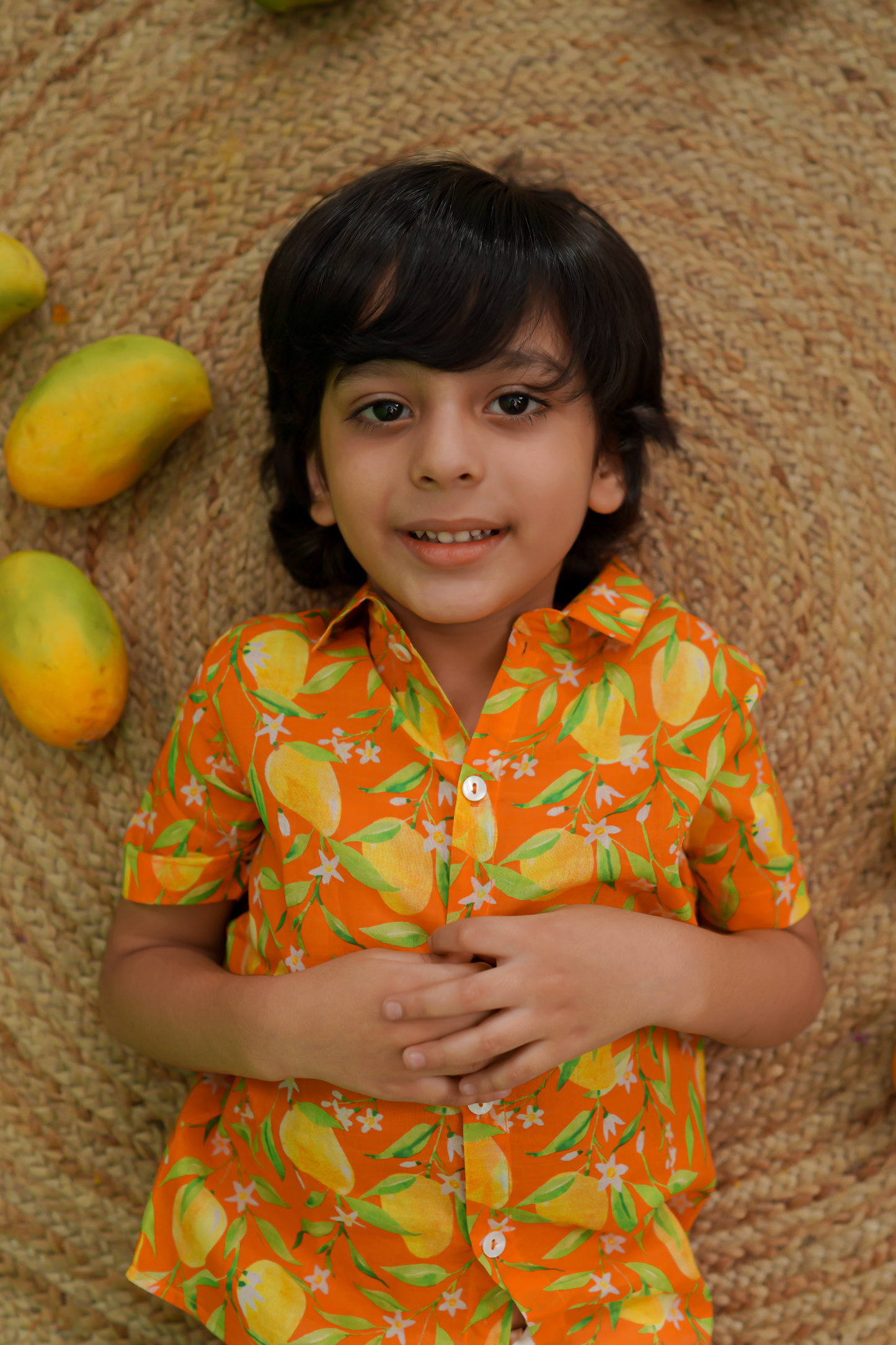 Boys Shirt Printed Mango - Orange by Tiber Taber Kids