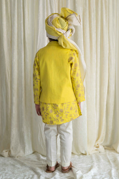 Shop Boy Pure Silk Chanderi Safa Ombre dyed- Yellow by Tiber Taber Kids
