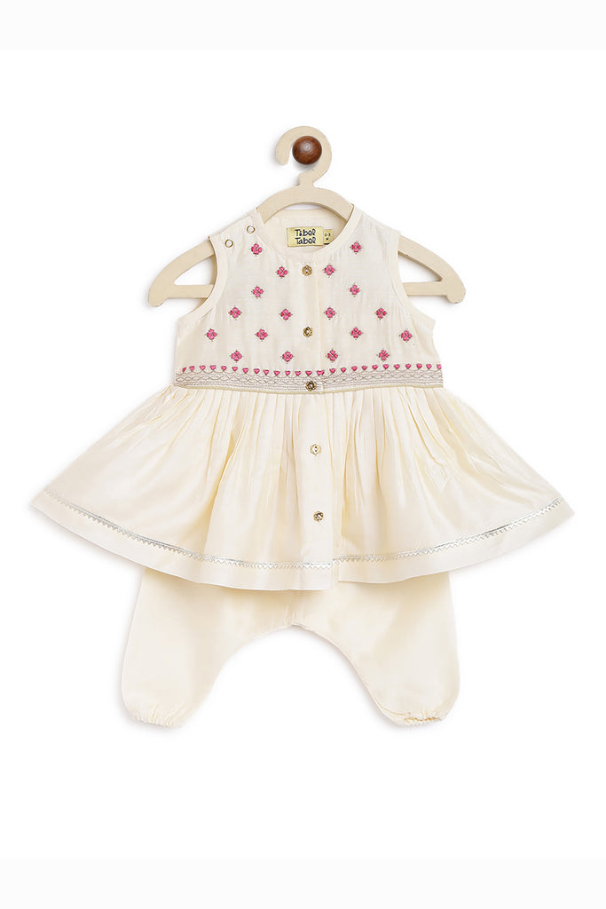 Baby Girl Angrakha Set Off White Mini Buta by Tiber Taber Kids