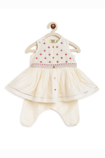 Baby Girl Angrakha Set Off White Mini Buta by Tiber Taber Kids
