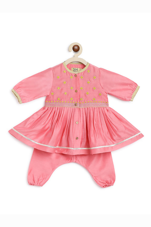 Baby Girl Angrakha Set Pink Mini Buta by Tiber Taber Kids