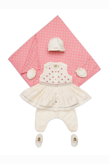Baby Girl Jamna Set Off White Mini Buta by Tiber Taber Kids