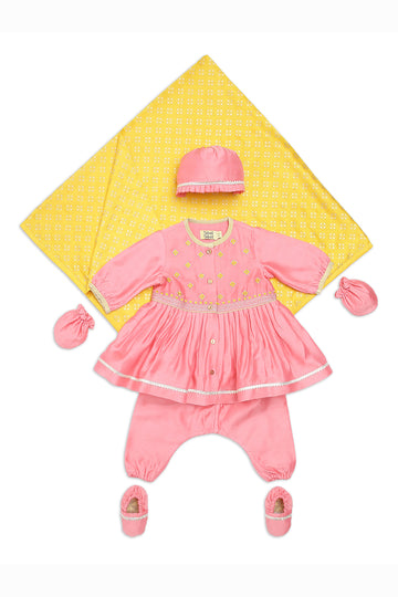 Baby Girl Jamna Set Pink Mini Buta by Tiber Taber Kids