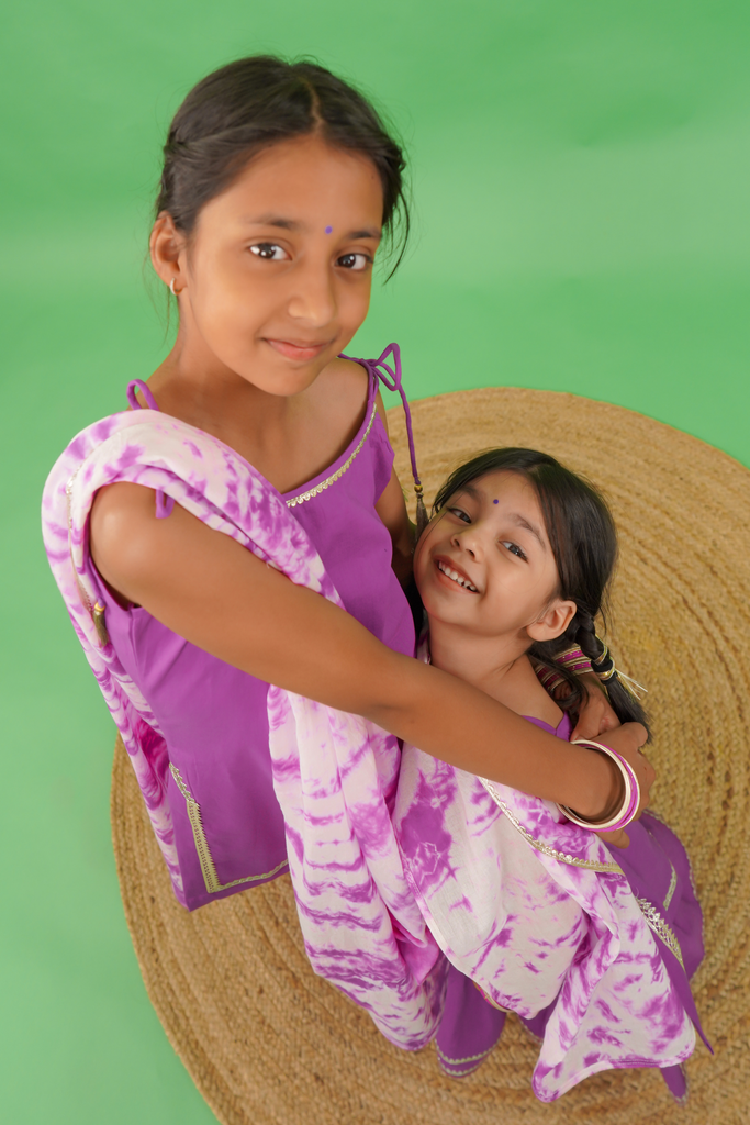 Girls Straight Strappy Sharara Set Gotapatti - Purple by Tiber Taber Kids