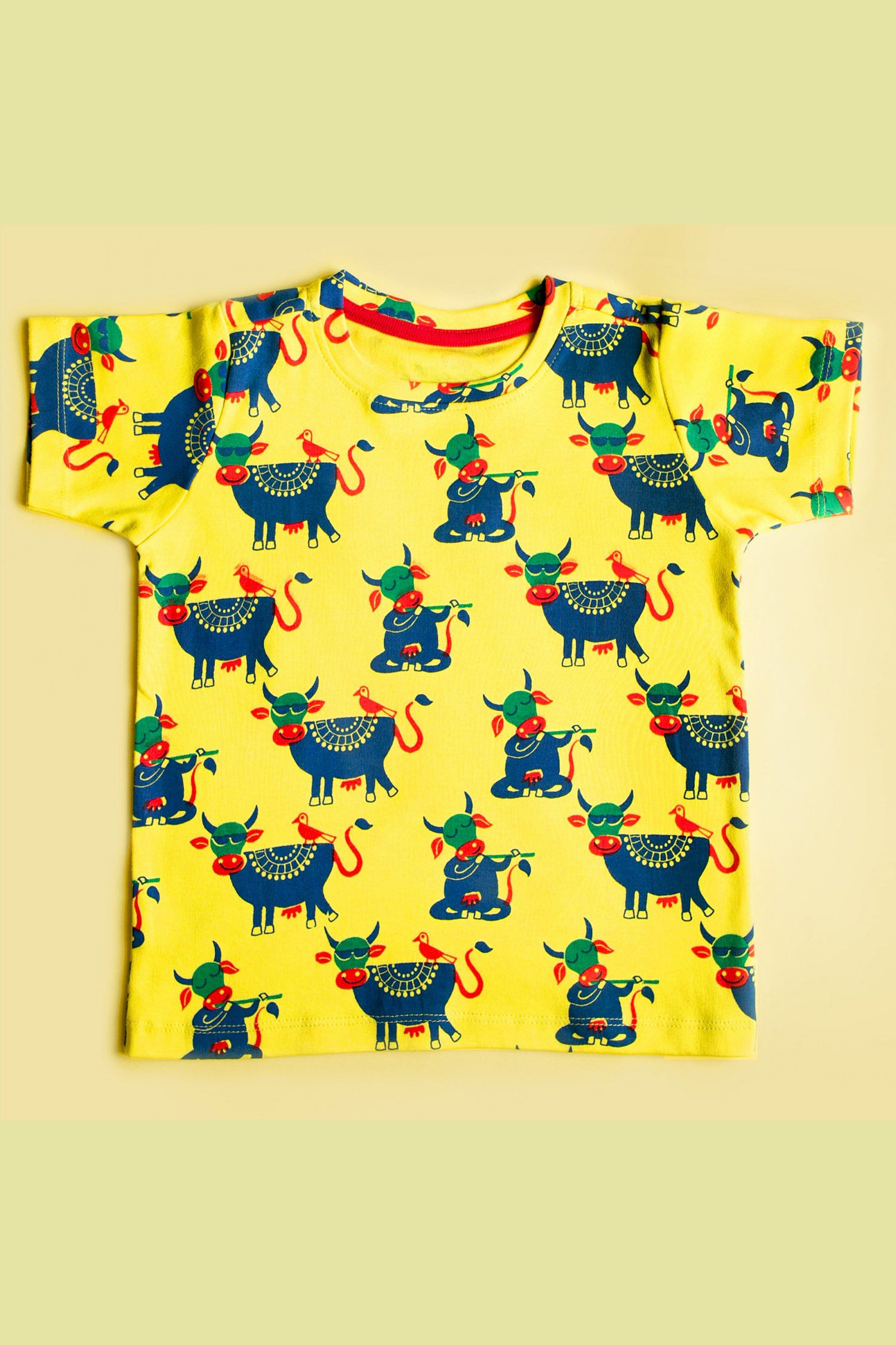 Buy Boy Yellow Cow Teeshirt by Tiber Taber Kids