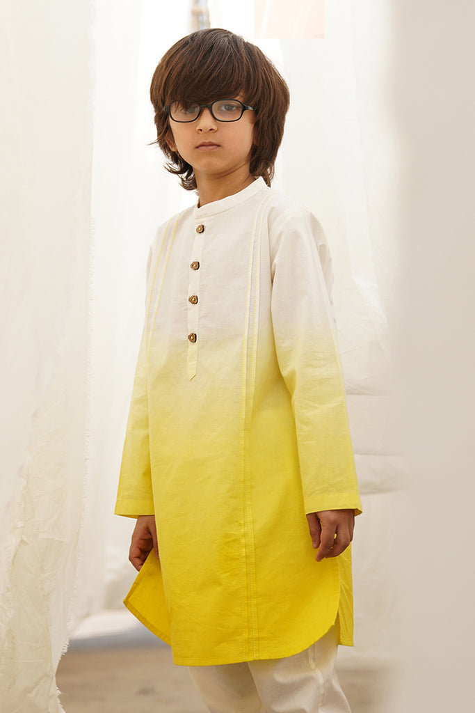 Boys Yellow Ombre Kurta by Tiber Taber Kids